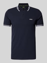 Slim Fit Poloshirt mit Label-Print Modell 'Paul' von BOSS Green Blau - 42