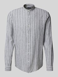 Slim Fit Freizeithemd aus Leinen-Mix mit Maokragen von MCNEAL - 47