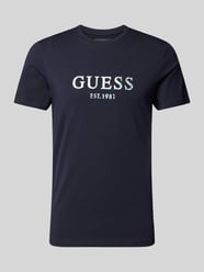 T-Shirt mit Label-Print von Guess Blau - 11