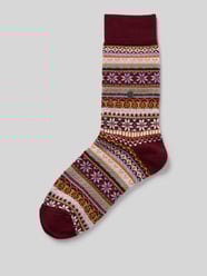Wollsocken aus Schurwoll-Mix mit Logo-Applikation Modell 'Isle' von Burlington Bordeaux - 1