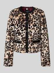 Kurtka ze sztucznego futra ze okrągłym dekoltem od Marc Cain - 46