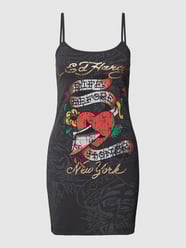 Mini-jurk met label- en motiefprint, model 'BEAUTIFUL-BUT-DANGEROUS' van Ed Hardy Grijs / zwart - 2