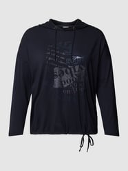 Bluza z kapturem i nadrukiem z napisem model ‘GOOD VIBES’ od Samoon Niebieski - 41