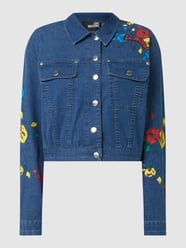 Cropped Jeansjacke mit floralem Muster  von Love Moschino Blau - 47