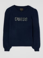 Pullover met logo van pailletten van Guess Blauw - 11