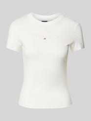 T-Shirt mit geripptem Rundhalsausschnitt von Tommy Jeans Beige - 8