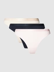 Stringi z elastycznym paskiem z logo w zestawie 3 szt. od TOMMY HILFIGER Różowy - 40