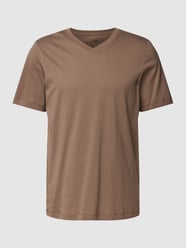 T-Shirt mit V-Ausschnitt Modell 'Mix+Relax' von Schiesser Beige - 43
