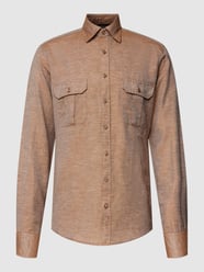 Slim fit zakelijk overhemd met borstzakken van Eterna Bruin - 34