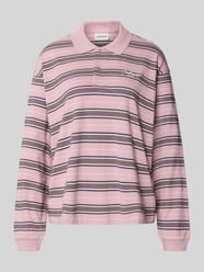 oversized poloshirt met labelstitching model 'Bronson' van Carhartt Work In Progress Fuchsia - 19
