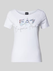 T-Shirt mit Label-Print und -Stitching von EA7 Emporio Armani Weiß - 41