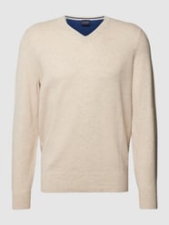 Kaschmirpullover mit geripptem Rundhalsausschnitt von Christian Berg Men Beige - 31