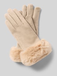 Handschuhe aus Woll-Mix mit Kunstfellbesatz von EEM Beige - 18