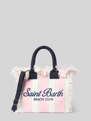 Handtas met labelprint en franjes model 'COLETTE' van MC2 Saint Barth Fuchsia - 11