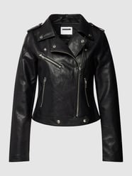 Lederjacke mit Reißverschluss Modell 'ROLLO' von Noisy May Grau / Schwarz - 16