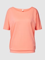 T-Shirt mit geripptem Saum von QS Orange - 38