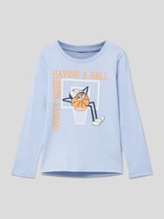 Longsleeve mit Motiv- und Statement-Print von Tom Tailor Blau - 21