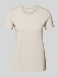 T-Shirt mit geripptem Rundhalsausschnitt von Schiesser Beige - 38