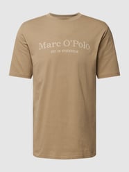 T-shirt met labelprint van Marc O'Polo Bruin - 48