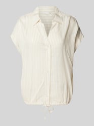 Relaxed fit blouse met korte mouwen van puur viscose met V-hals van Tom Tailor Beige - 9