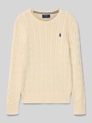 Gebreide pullover met kabelpatroon en ronde hals van Polo Ralph Lauren Teens Beige - 26