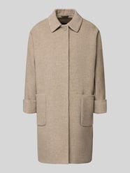 Lange jas van mix van lanawol met opgestikte zakken van ICONS Cinzia Rocca Beige - 37