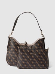 Handtas met all-over logomotief, model 'BRENTON' van Guess Bruin - 24