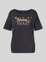 T-shirt o kroju relaxed fit z czystej bawełny z nadrukiem z motywem od Oui - 46