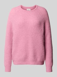 Sweter z dzianiny z prążkowanymi wykończeniami od Fynch-Hatton Fuksjowy - 42