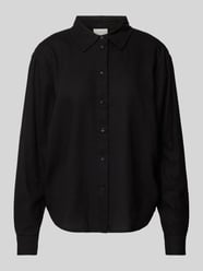 Linnen blouse met platte kraag, model 'Lino' van ICHI Zwart - 26