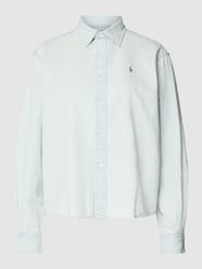 Bluse mit Logo-Stitching und durchgehender Knopfleiste von Polo Ralph Lauren Blau - 16