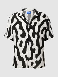Vrijetijdsoverhemd van viscose met all-over motief, model 'OCEANDAY' van Jack & Jones Grijs / zwart - 35