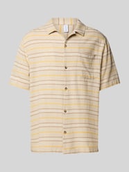 Regular Fit Freizeithemd aus Leinen-Mix mit Logo-Stitching von Mazine Beige - 19