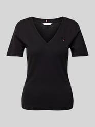 T-Shirt mit V-Ausschnitt Modell 'NEW SLIM CODY' von Tommy Hilfiger Schwarz - 7