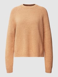 Sweter z dzianiny z okrągłym dekoltem model ‘Febisan’ od BOSS Brązowy - 24