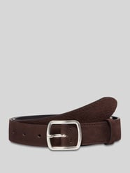 Pasek ze skóry bydlęcej nubuk z logo na sprzączce od Marc O'Polo - 10
