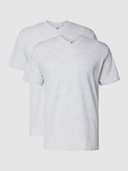 T-Shirt mit V-Ausschnitt im 2er-Pack Modell 'PURE COTTON' von Götzburg Wäsche Grau - 22