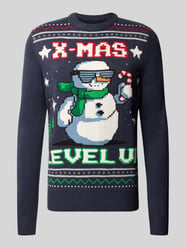Weihnachtspullover mit Schneemann-Motiv von Montego - 5