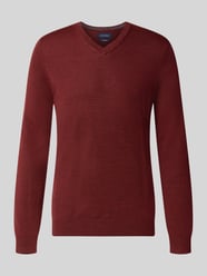 Gebreide pullover van wolmix met v-hals van Christian Berg Men Bordeaux - 1