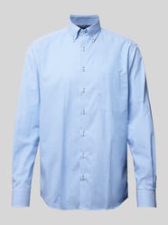 Comfort Fit Business-Hemd mit Button-Down-Kragen von Eterna Blau - 37