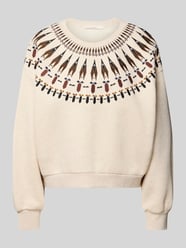 Sweatshirt mit Stitchings und Rundhalsausschnitt von Lanius Beige - 17