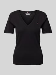 T-Shirt mit V-Ausschnitt Modell 'NEW SLIM CODY' von Tommy Hilfiger Schwarz - 36