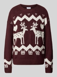 relaxed fit kersttrui van elastische materiaalmix van VILA Bordeaux - 21