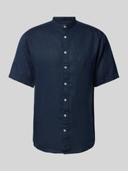 Regular Fit Freizeithemd aus Leinen mit Maokragen Modell 'Summer' von Fynch-Hatton Blau - 3