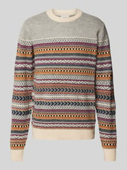 Strickpullover mit Lanawoll-Anteil Modell 'Jacquard' von Lindbergh Beige - 33