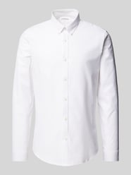 Slim Fit Freizeithemd mit Button-Down-Kragen Modell 'Oxford' von Lindbergh Weiß - 45
