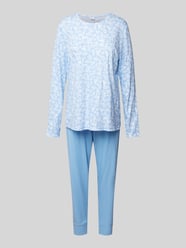 Pyjama mit geripptem Rundhalsausschnitt von Mey Blau - 45