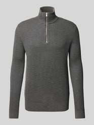 Strickpullover mit Troyer-Kragen Modell 'RBLALIAM' von Jack & Jones Premium Grau - 24