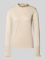 Strickpullover mit Stehkragen und Rüschen Modell 'Katie' von FREE/QUENT Beige - 35