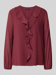 blouse met lange mouwen met ruchesvolant van s.Oliver BLACK LABEL Bordeaux - 31